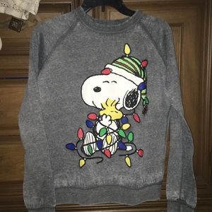 GRAY SNOOPY CHRISTMAS SWEATER SWEATSHIRT